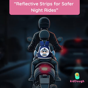 Kiddough Baby Safety Belt for Kids | Two Wheeler Bike/Scooty Belt for Kids Safety (Cartoon Blue) - Baby Safety Belt