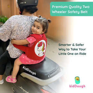 Kiddough Baby Safety Belt for Kids | Two Wheeler Bike/Scooty Belt for Kids Safety (Cartoon Red) - Baby Safety Belt