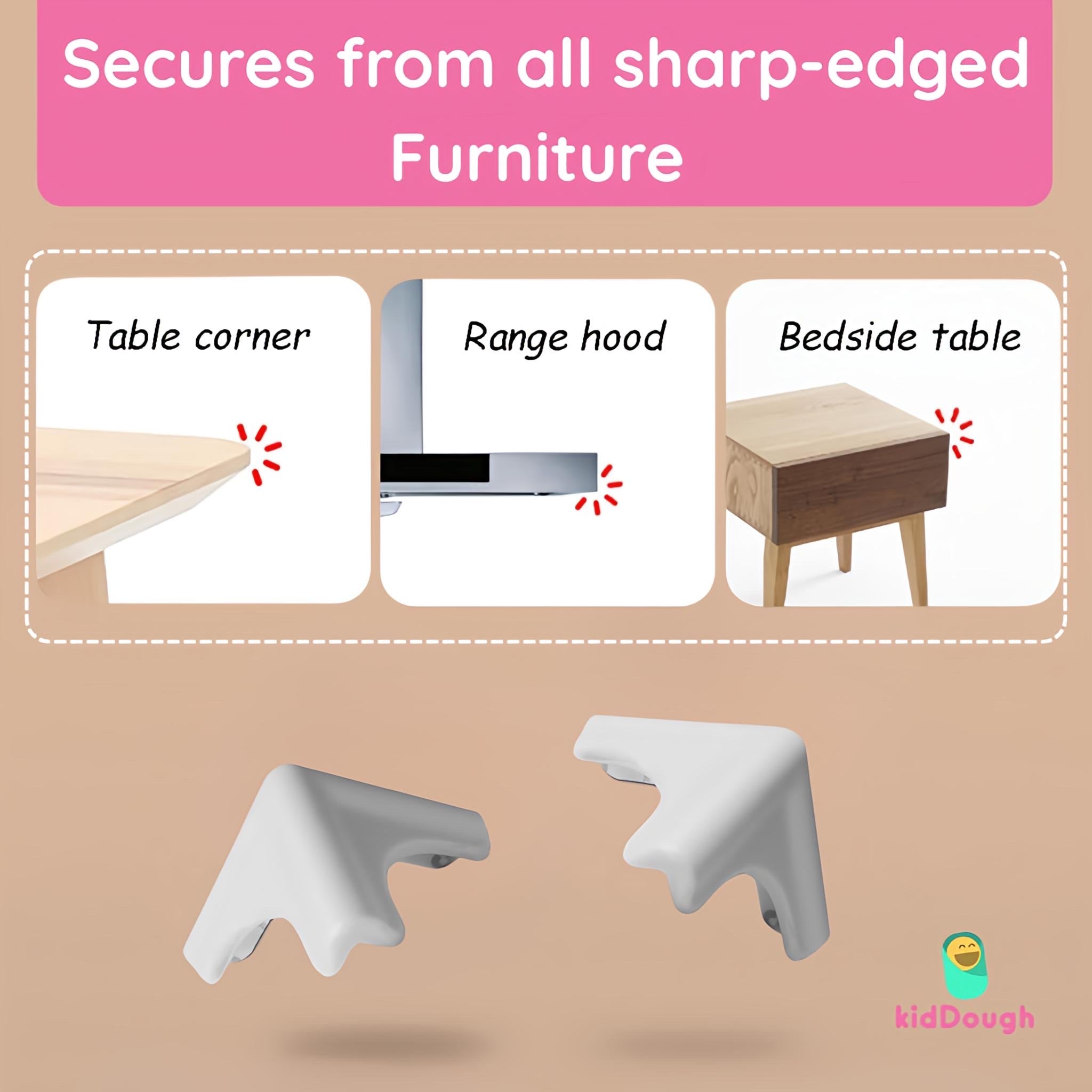 KidDough Corner Guards for Baby Safety, Soft Silicon Table Edge Protectors, Very Soft, 4Pcs/Pack - Silicon Corner Guards