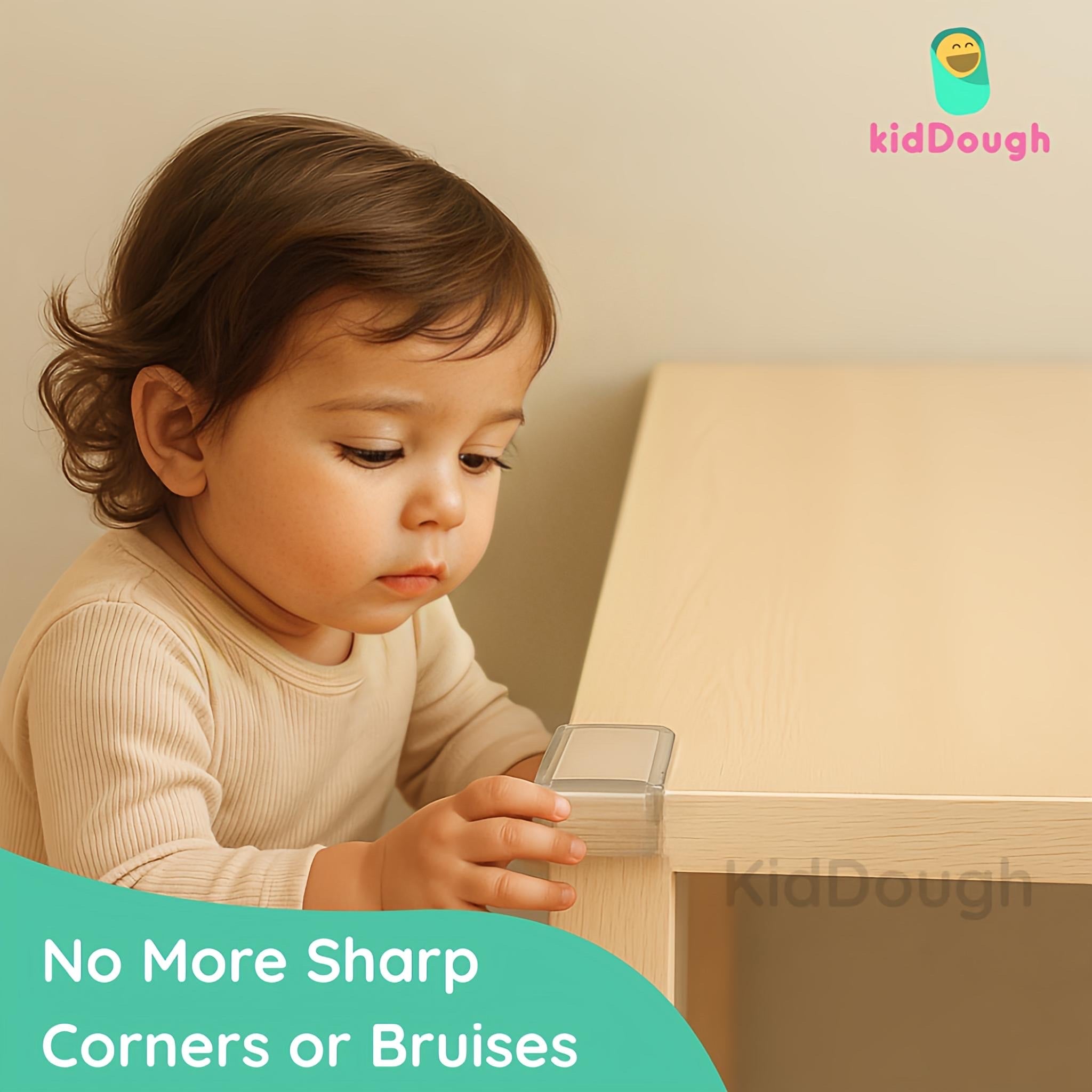 KidDough Corner Guards for Baby Safety, Transparent, Corner Protector for Furniture, Table Edge Guards, 10 pcs/Pack - Transparent Square Shape Corner Guards