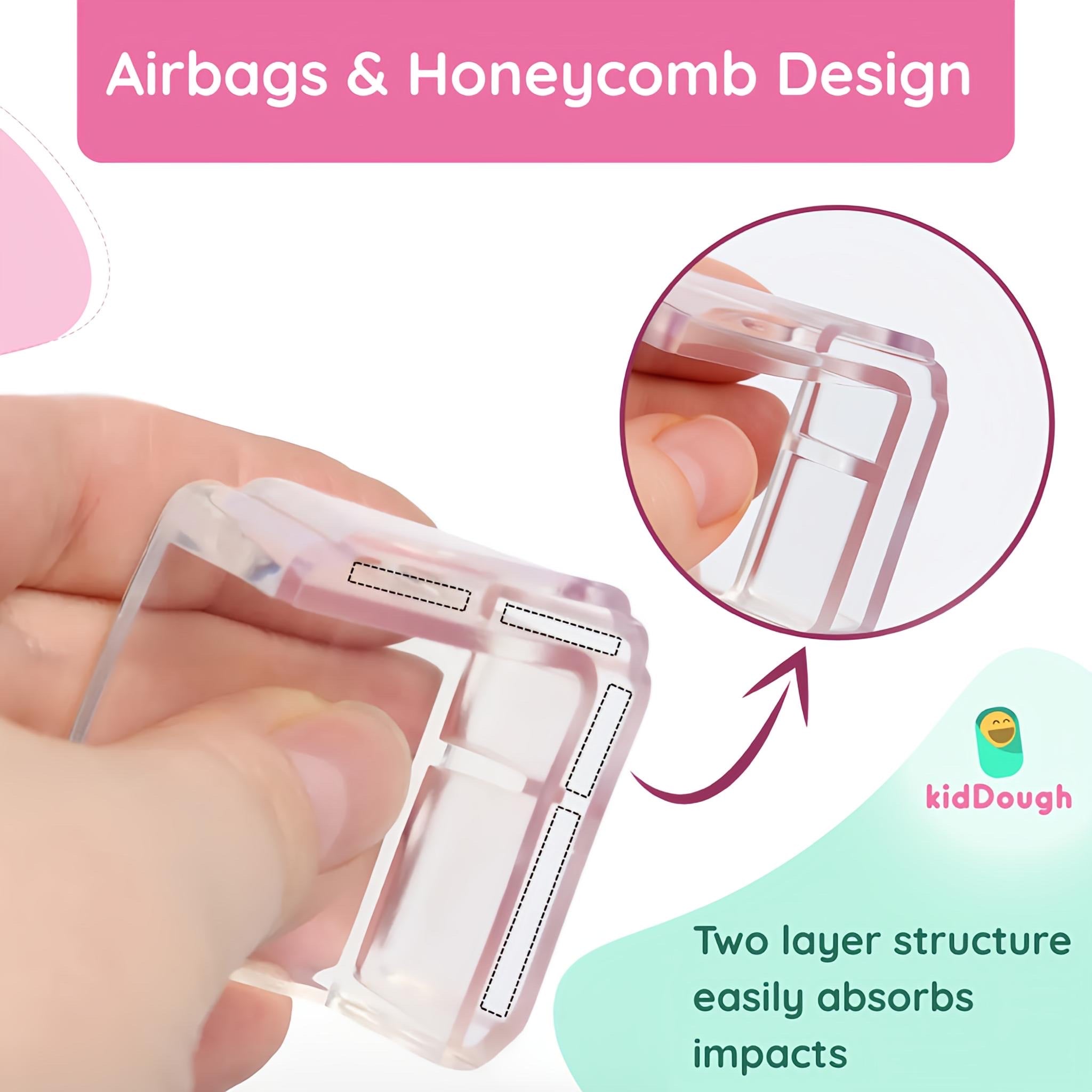 KidDough Corner Guards for Baby Safety, Transparent, Corner Protector for Furniture, Table Edge Guards, 10 pcs/Pack - Transparent Square Shape Corner Guards