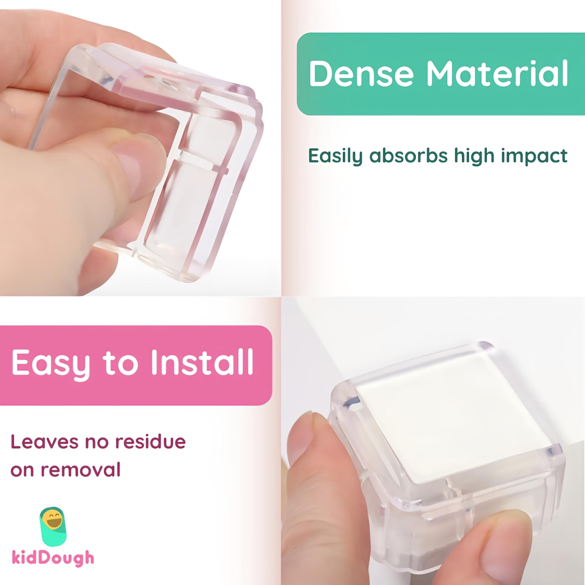 KidDough Corner Guards for Baby Safety, Transparent, Corner Protector for Furniture, Table Edge Guards, 10 pcs/Pack - Transparent Square Shape Corner Guards