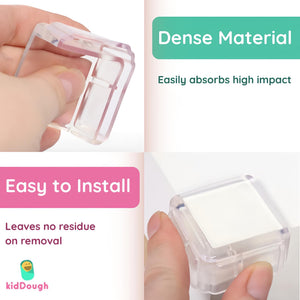 KidDough Corner Guards for Baby Safety, Transparent, Corner Protector for Furniture, Table Edge Guards, 10 pcs/Pack - Transparent Square Shape Corner Guards