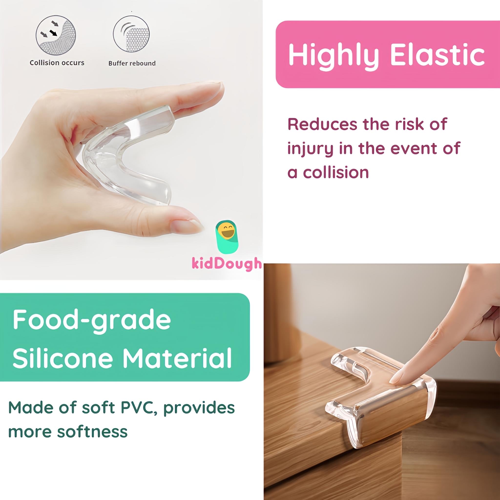 KidDough Corner Protector for Furniture, Table Edge Guards, L Shape, 10 Pack, Baby Safety Corner Protectors - Transparent L - Shape Corner Guards