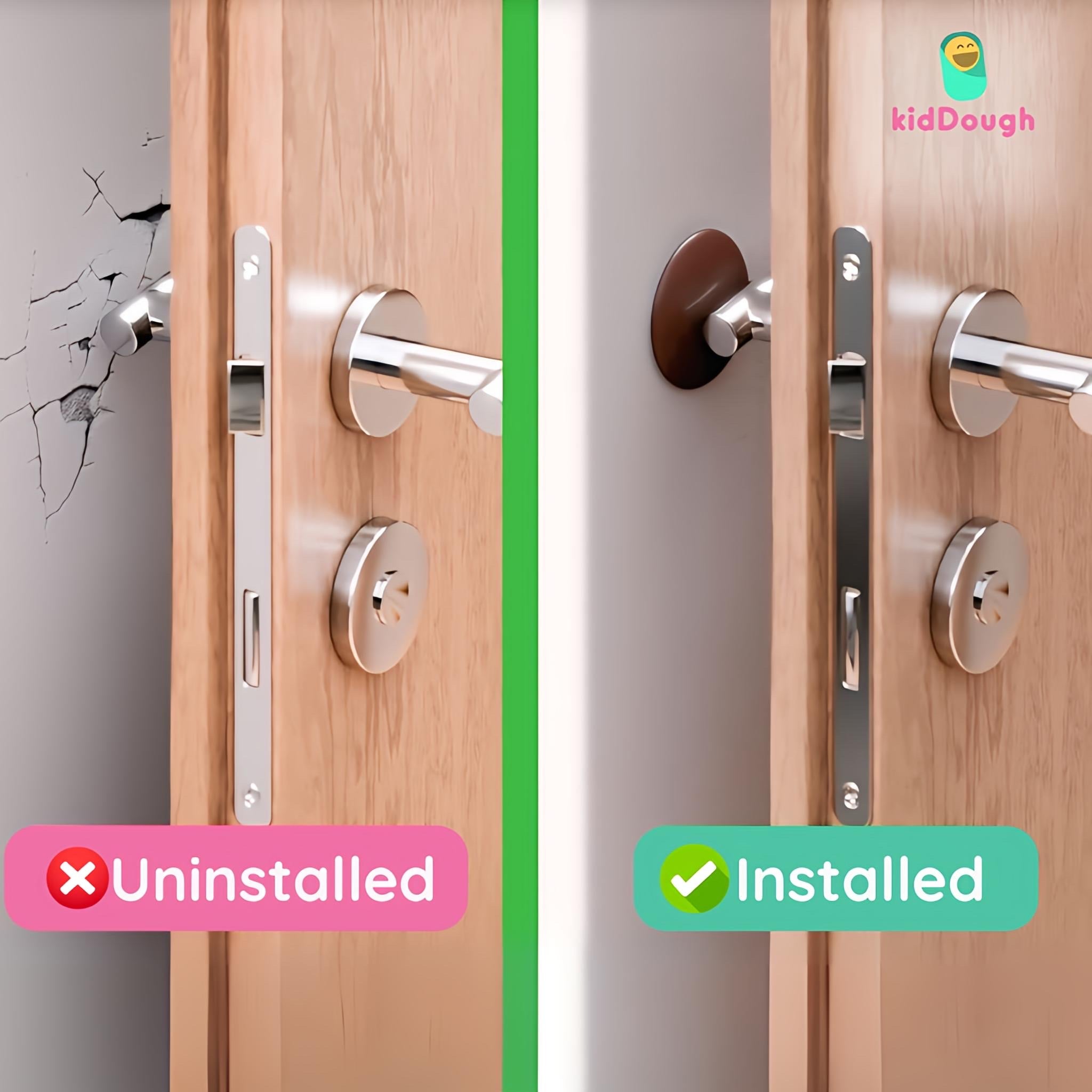 KidDough Door Stopper Bumper, Wall and Door Protector, Noise Reduction, Door Handle Knob Wall Shield Bumper Guard for Wall - Anti - Collison Silent Pads