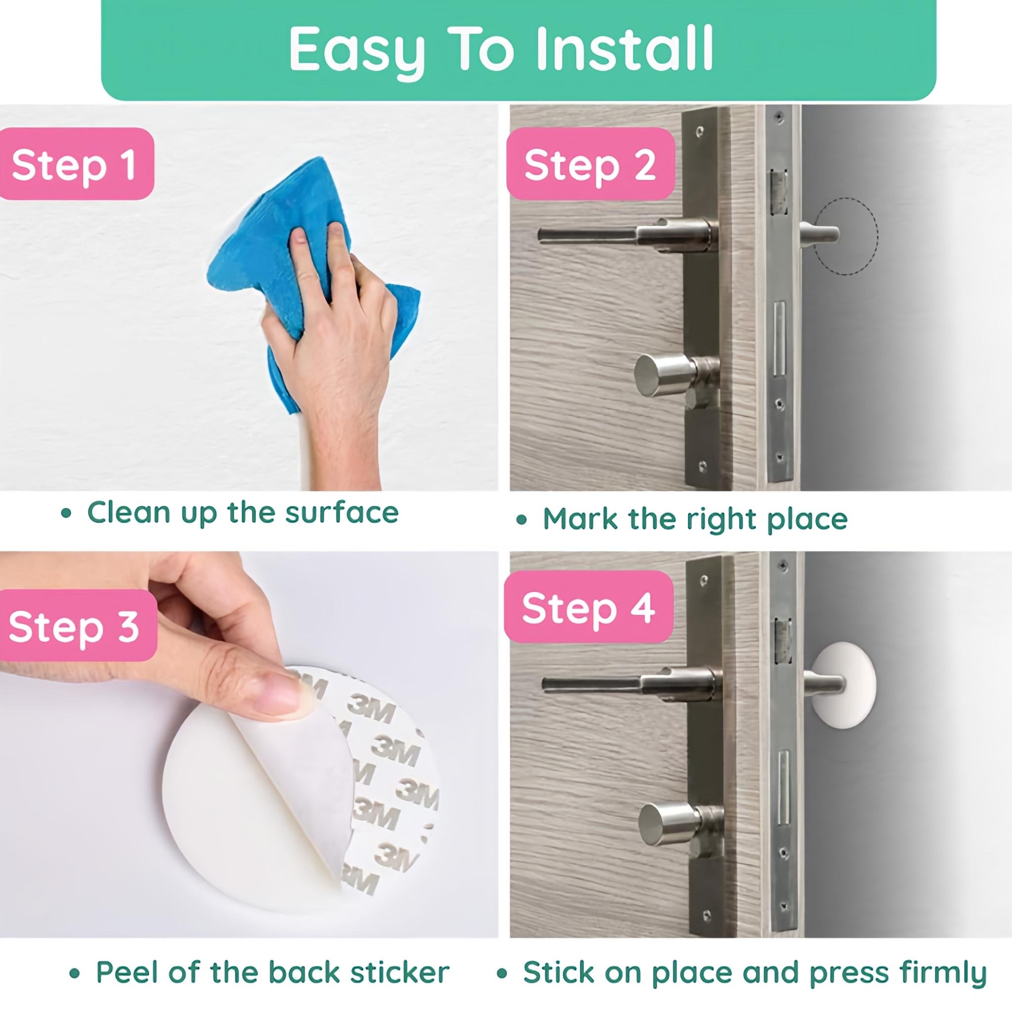 KidDough Door Stopper Bumper, Wall and Door Protector, Noise Reduction, Door Handle Knob Wall Shield Bumper Guard for Wall - Anti - Collison Silent Pads