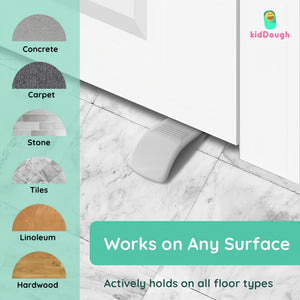 KidDough Door Stopper Wedge for Baby Safety, Non Slip Rubber Door Stoppers with Powerful Gripping, Work on Any Surface, 2 Pieces - Wedge Door Stopper