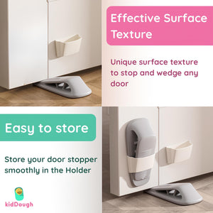 KidDough Door Stopper Wedge for Baby Safety, Non Slip Rubber Door Stoppers with Powerful Gripping, Work on Any Surface, 2 Pieces - Wedge Door Stopper