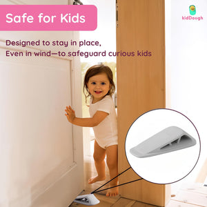 KidDough Door Stopper Wedge for Baby Safety, Non Slip Rubber Door Stoppers with Powerful Gripping, Work on Any Surface, 2 Pieces - Wedge Door Stopper