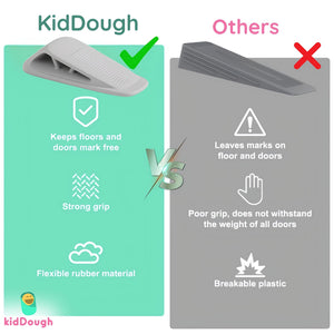 KidDough Door Stopper Wedge for Baby Safety, Non Slip Rubber Door Stoppers with Powerful Gripping, Work on Any Surface, 2 Pieces - Wedge Door Stopper