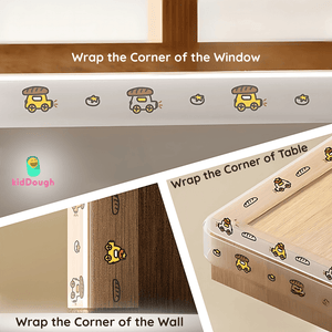 KidDough Edge Protector - 2M Baby Safety Strip, Transparent Car Print - PrintedEdgeProtector(CarPrint)