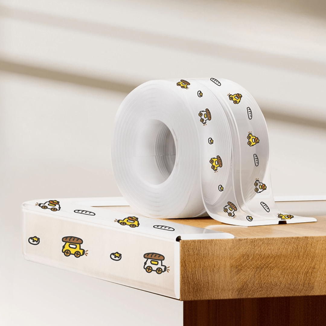 KidDough Edge Protector - 2M Baby Safety Strip, Transparent Car Print - PrintedEdgeProtector(CarPrint)