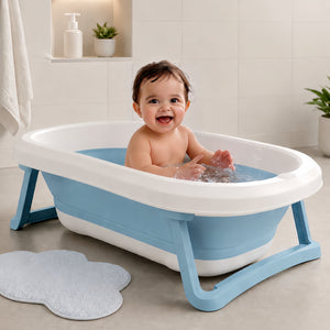 KidDough Foldable Baby Bathtub for Babies, Blue | The Mom Store - Baby Safety