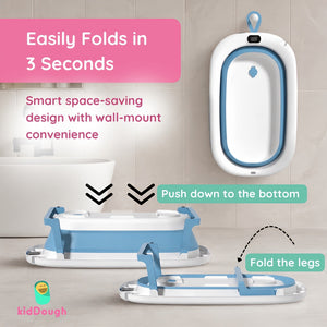 KidDough Foldable Baby Bathtub for Babies, Blue | The Mom Store - Baby Safety