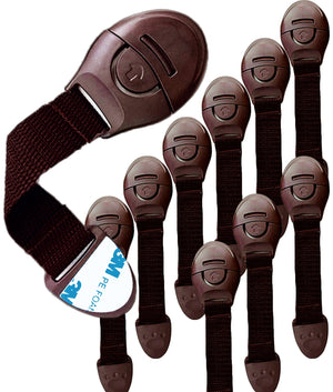 KidDough Furniture Safety Locks for Kids - Pack of 10 Brown Locks - 10BrownLocks