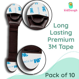 KidDough Furniture Safety Locks for Kids - Pack of 10 Brown Locks - 10BrownLocks