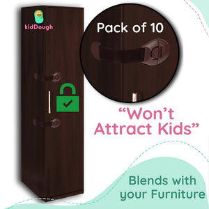 KidDough Furniture Safety Locks for Kids - Pack of 10 Brown Locks - 10BrownLocks