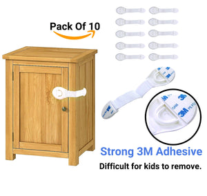 KidDough Furniture Safety Locks for Kids - Pack of 10 White locks - 10WhiteLocks