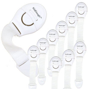 KidDough Furniture Safety Locks for Kids - Pack of 10 White locks - 10WhiteLocks