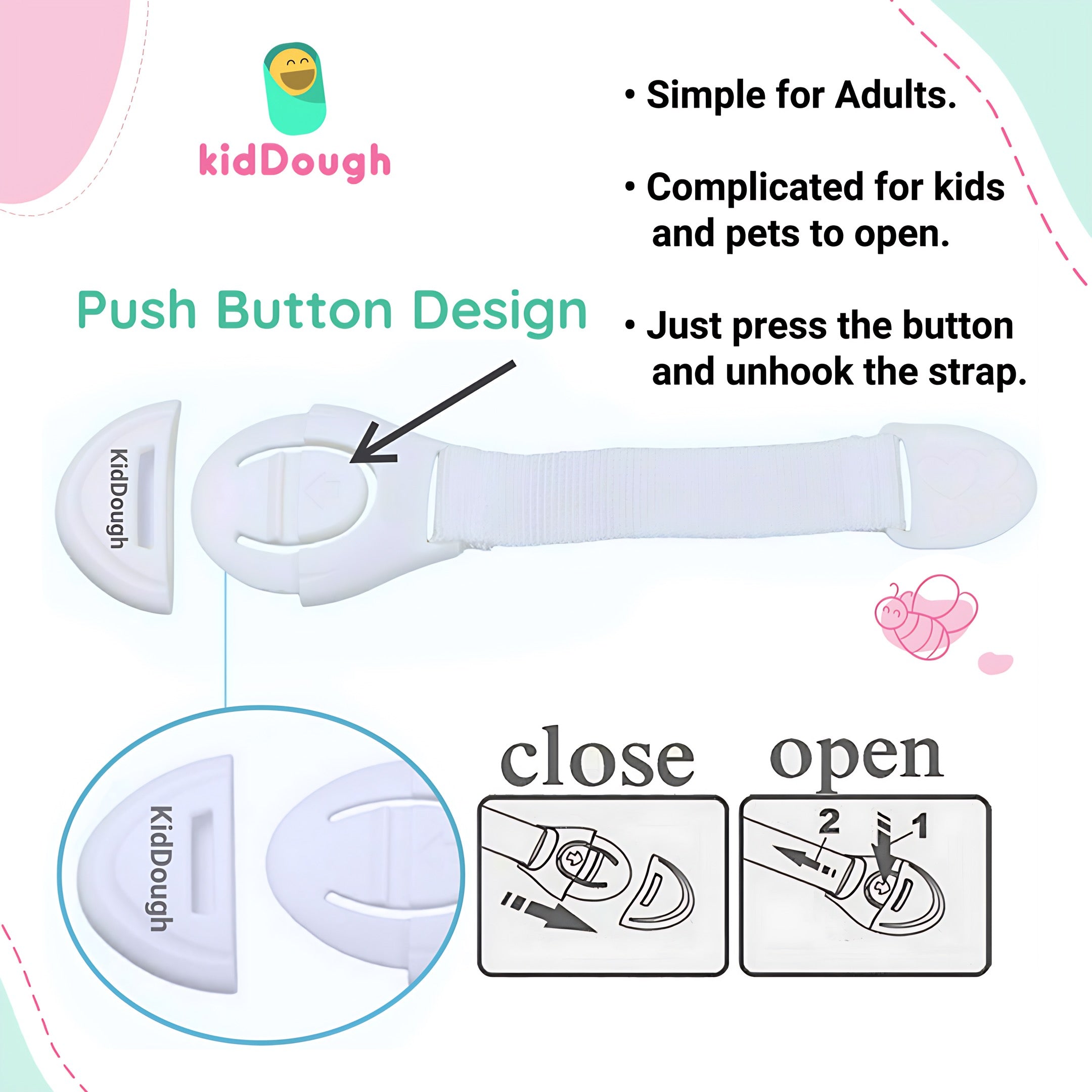 KidDough Furniture Safety Locks for Kids - Pack of 4 Brown + 4 Grey Locks, Child Safety Locks for Drawers, Cabinets, Fridge, Cupboard Lock, Strong and Adhesive Safety Locks - Safetylocks