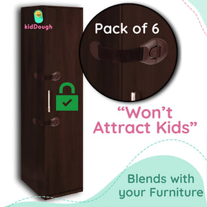 KidDough Furniture Safety Locks for Kids - Pack of 6 Brown Locks - 6BrownLocks