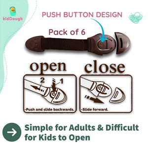 KidDough Furniture Safety Locks for Kids - Pack of 6 Brown Locks - 6BrownLocks