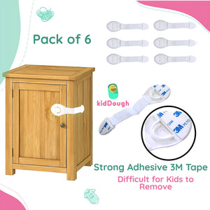 KidDough Furniture Safety Locks for Kids - Pack of 6 White Locks - 6WhiteLocks