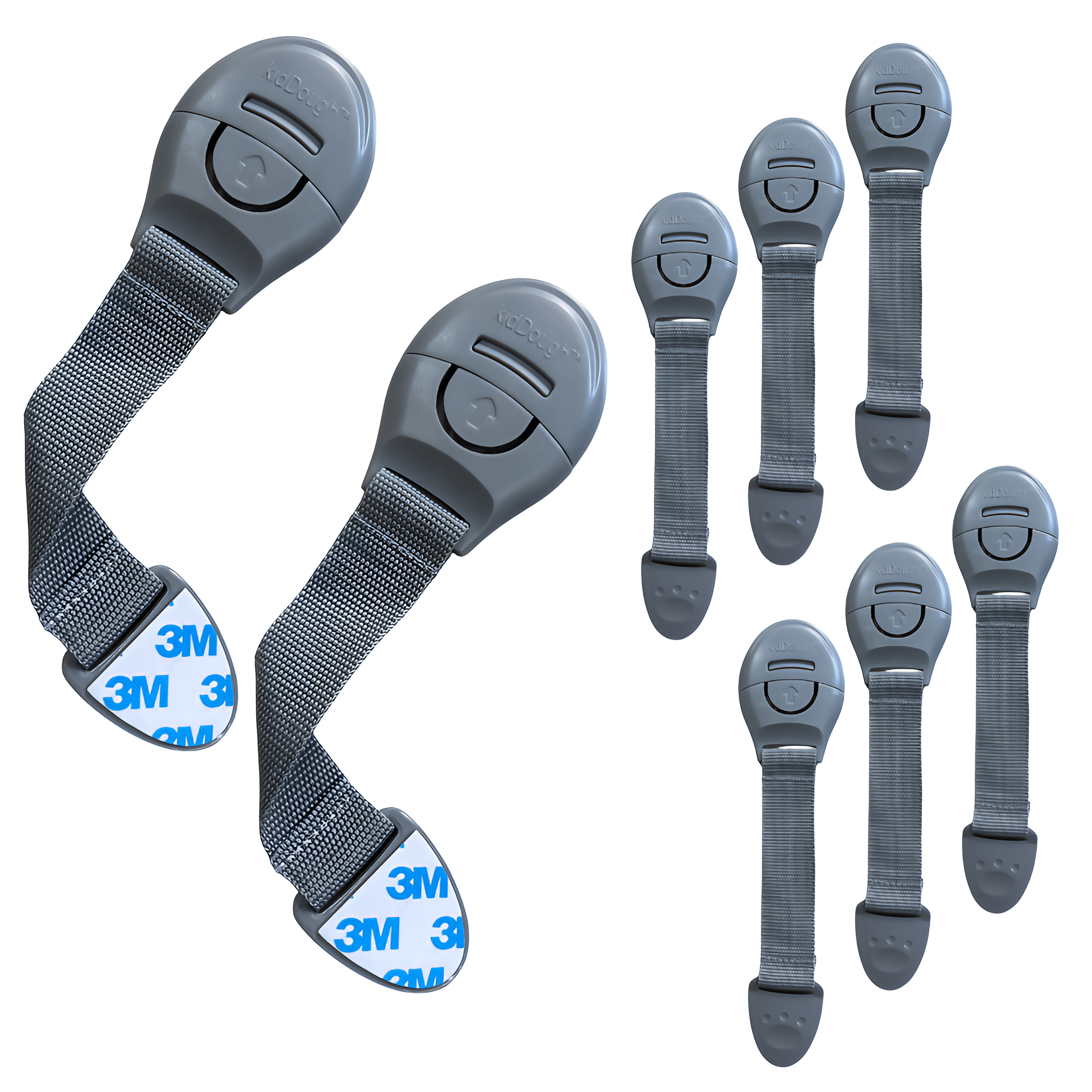 KidDough Furniture Safety Locks for Kids - Pack of 8 Grey Locks - 8GreyLocks