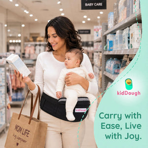 Kiddough Hip Seat Baby Carrier for 0 to 3 yrs with Adjustable Shoulder Straps | Breathable Mesh Fabric | Sling Baby Carrier with Storage Pockets | Adjustable New-Born to Toddler Carrier - Baby Carrier