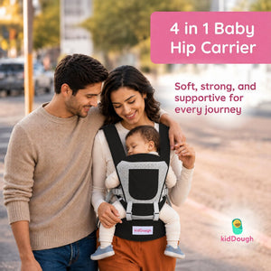 Kiddough Hip Seat Baby Carrier for 0 to 3 yrs with Adjustable Shoulder Straps | Breathable Mesh Fabric | Sling Baby Carrier with Storage Pockets | Adjustable New-Born to Toddler Carrier - Baby Carrier