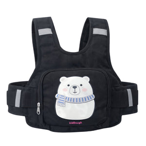 KidDough Kids Safety Harness Belt for Two Wheelers with Storage (Black) - Baby Safety