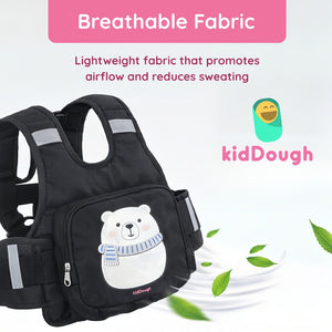 KidDough Kids Safety Harness Belt for Two Wheelers with Storage (Black) - Baby Safety