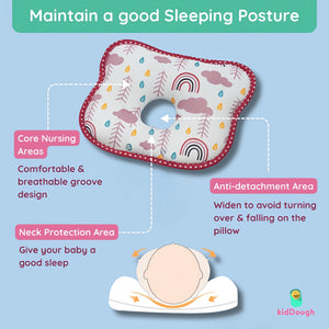KidDough Memory Foam Baby Pillow with Organic Cotton Head Shaping Pillow - Baby Pillow