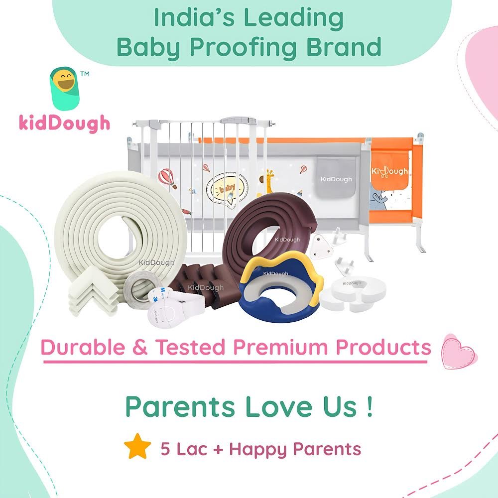 KidDough Nitrile Foam Baby Proofing Safety Strip And Corner Guard | Extra Thick Safety Soft Cushion Edge Corner Protector Guard |Corner Protector (2 Mtrs Roll + 4 Guards) - 2Metre Brown Safety Strp+ 4 Corner Guard