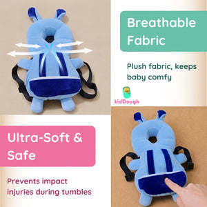 KidDough Rabbit Head Protector Backpack Blue | The Mom Store - Baby Safety
