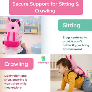 KidDough Rabbit Head Protector Backpack Pink | The Mom Store - Baby Safety