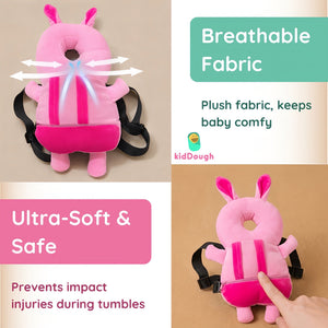 KidDough Rabbit Head Protector Backpack Pink | The Mom Store - Baby Safety