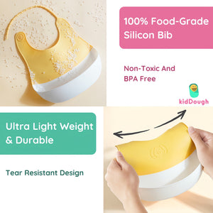 KidDough Silicone Baby Bib for Feeding & Weaning Babies & Toddlers | Waterproof, Washable & Reusable - Feeding Bibs