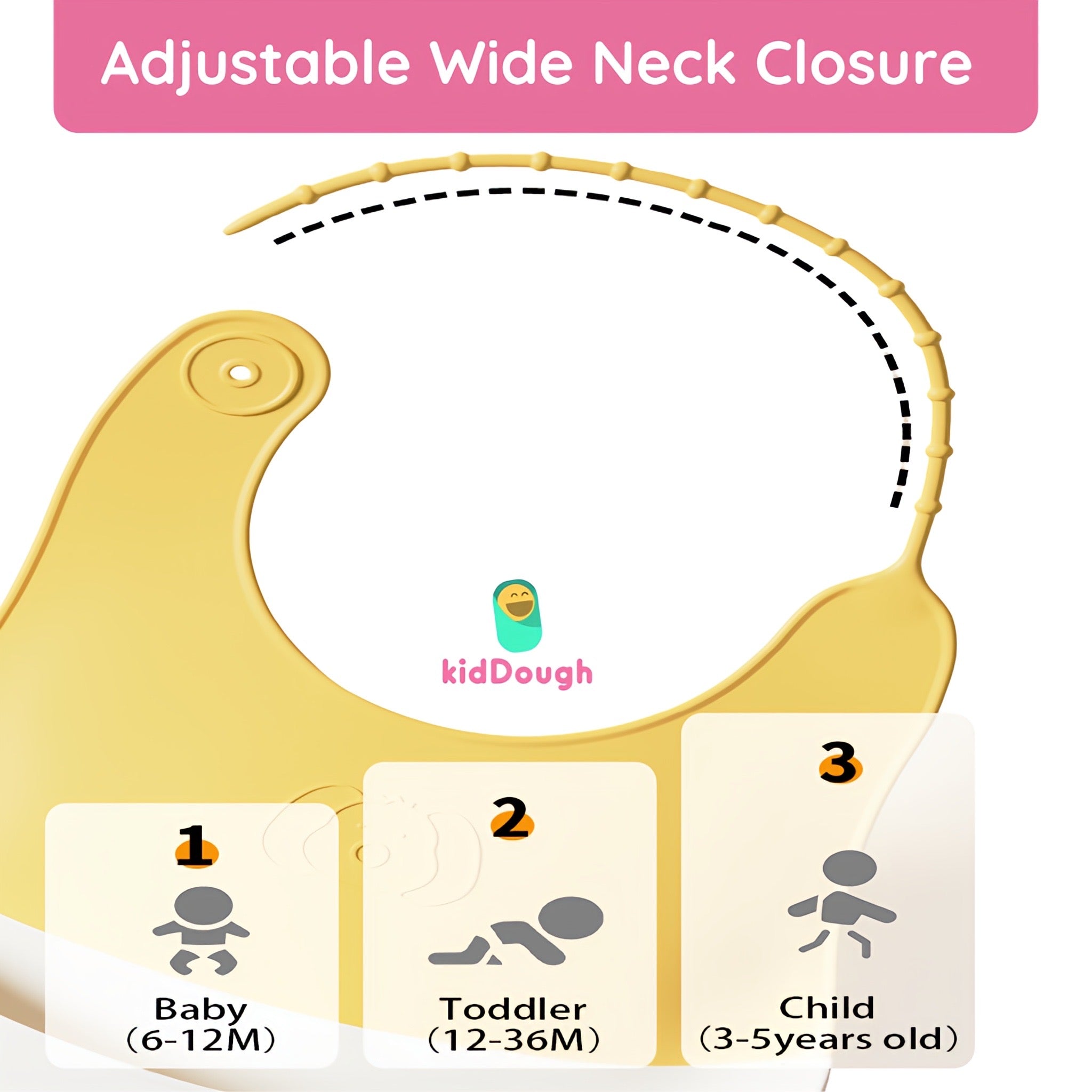 KidDough Silicone Baby Bib for Feeding & Weaning Babies & Toddlers | Waterproof, Washable & Reusable - Feeding Bibs