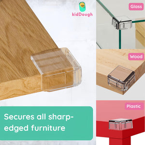 KidDough Transparent, Corner Protector for Furniture, 10 pcs/Pack - Transparent Square Shape Corner Guards