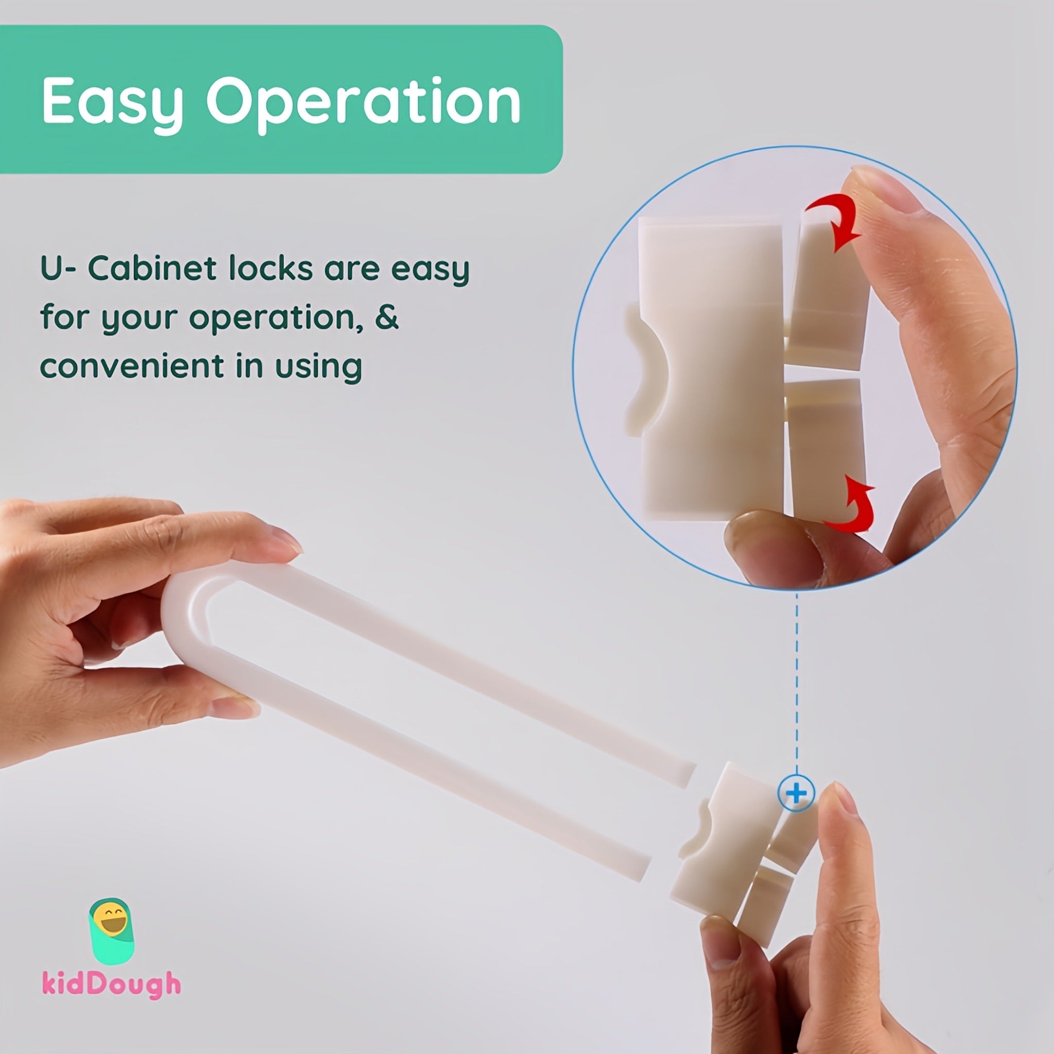 Kiddough U Shape Baby Safety Security Cupboard, Drawer, Cabinet Lock for Child, Infant & Kids - Baby Safety