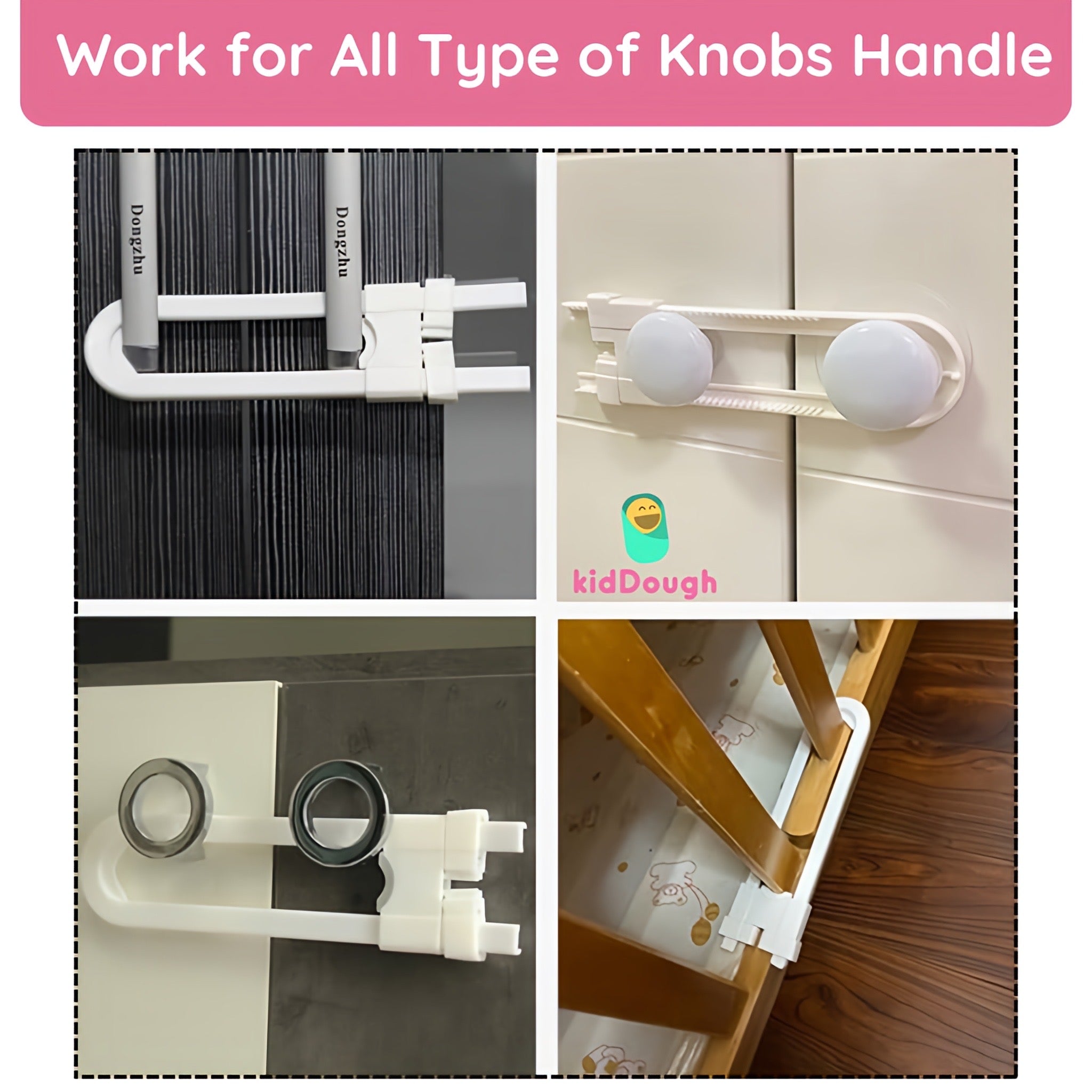 Kiddough U Shape Baby Safety Security Cupboard, Drawer, Cabinet Lock for Child, Infant & Kids - Baby Safety