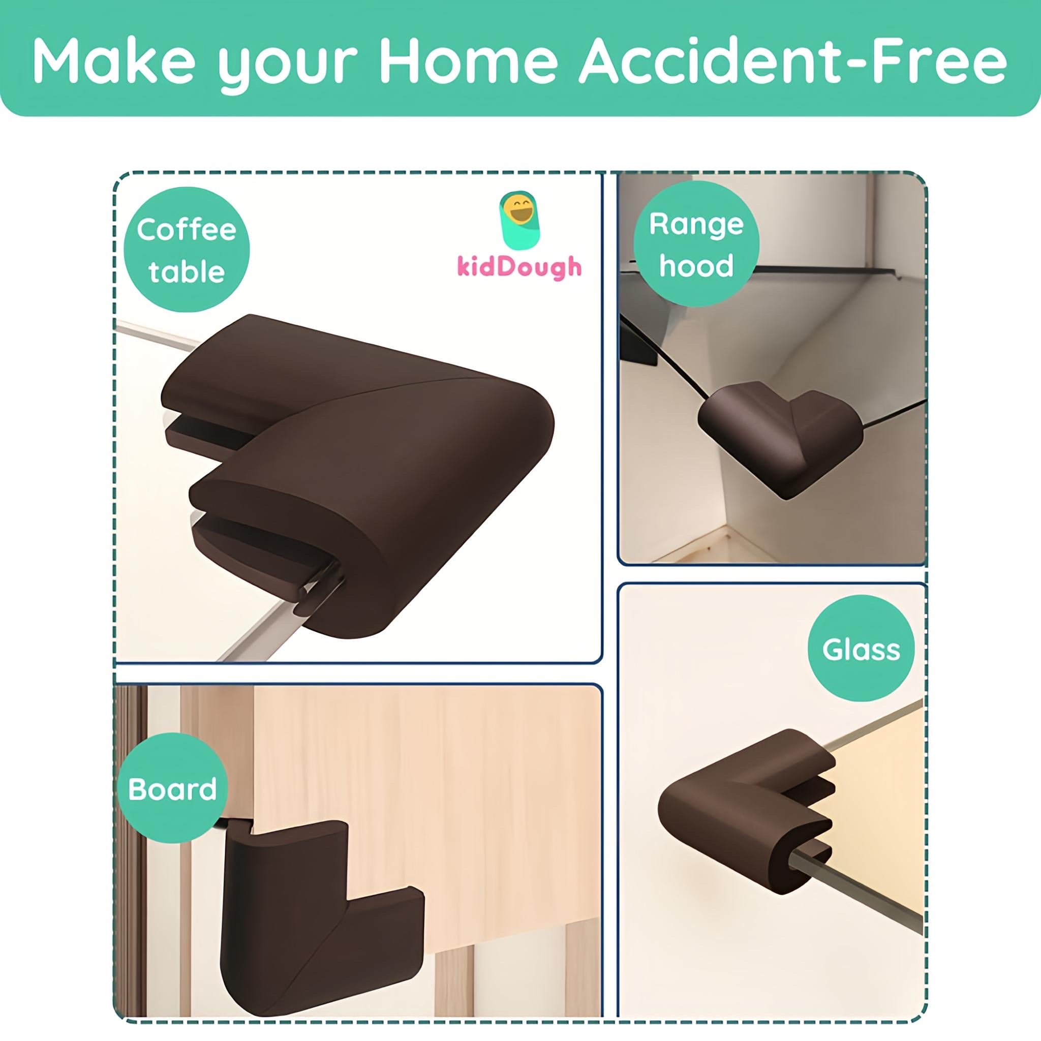 KidDough U - Shape Corner Guards for Kids Safety, Table Corners Edge Protector, Baby Proofing Edge & Corner Guards, for Thin Table Tops, Brown (8pcs/Pack) - U - Shape Corner Guard (Brown)