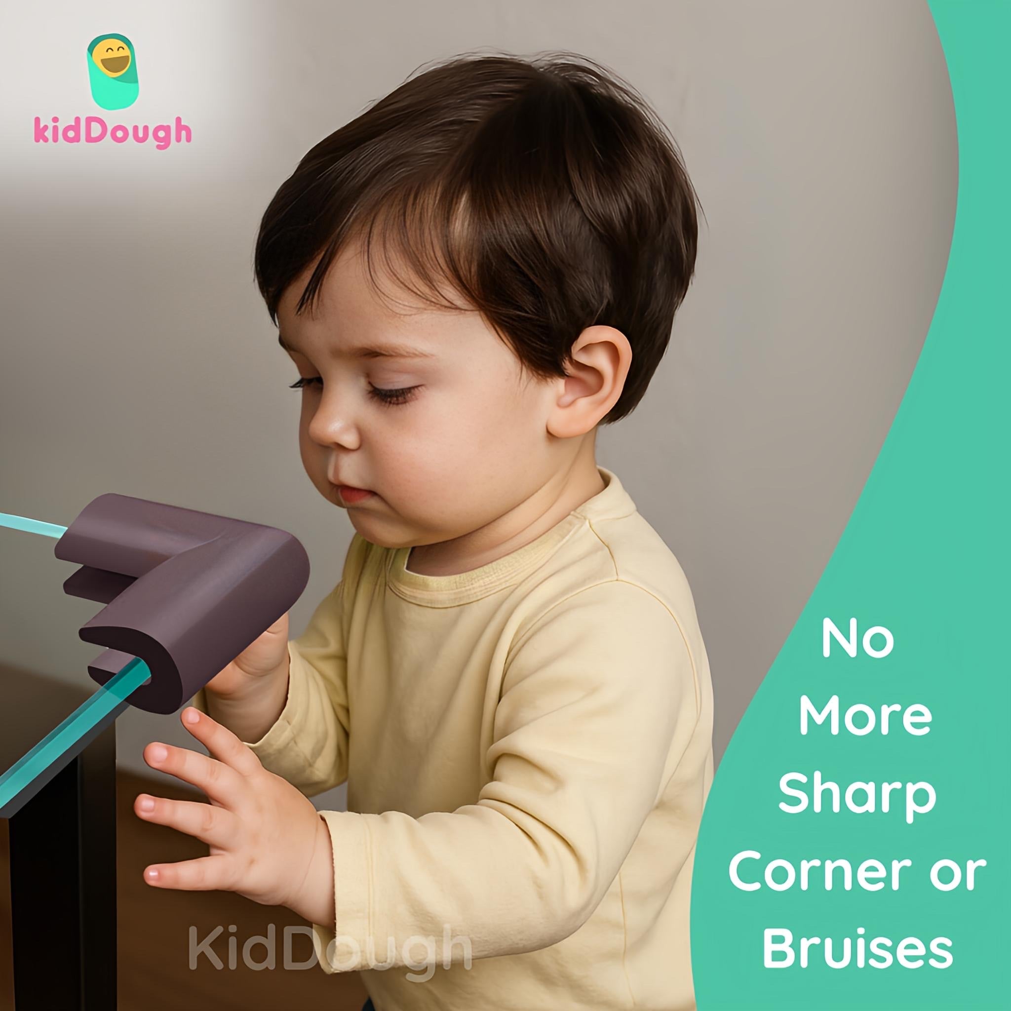 KidDough U - Shape Corner Guards for Kids Safety, Table Corners Edge Protector, Baby Proofing Edge & Corner Guards, for Thin Table Tops, Brown (8pcs/Pack) - U - Shape Corner Guard (Brown)