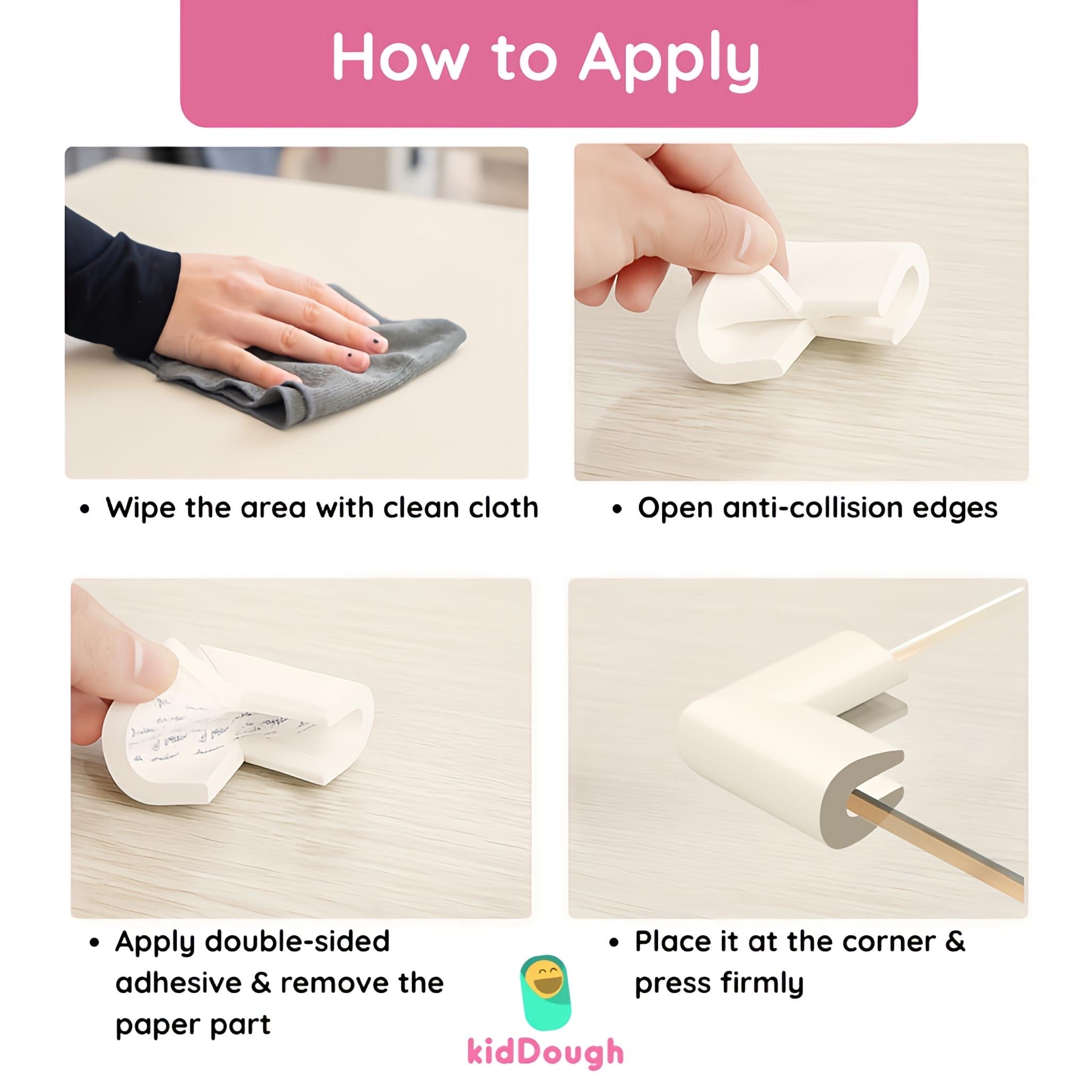 KidDough U-Shape Table Corner Guards for Kids Safety, White (8pcs/Pack)
