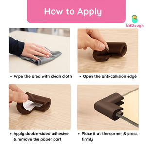 KidDough U - Shape Table Corner Guards for Kids Safety, Brown (8pcs/Pack) - U - Shape Corner Guard (Brown)