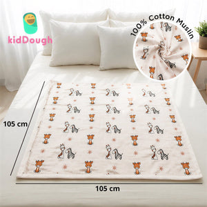 KidDough Ultra-Soft Muslin Baby Blanket for All-Seasons | Soft, Breathable, Lightweight Baby Quilt, Receiving Blanket, Bath Towel, Stroller Cover | 105x105cm for 0-2 Years (Giraffe) - Baby Blankets & Quilts