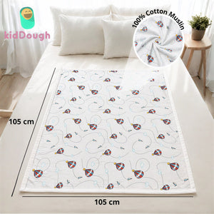 KidDough Ultra-Soft Muslin Baby Blanket for All-Seasons | Soft, Breathable, Lightweight Baby Quilt, Receiving Blanket, Bath Towel, Stroller Cover | 105x105cm for 0-2 Years (Parachutes) - Baby Blankets & Quilts