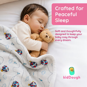 KidDough Ultra-Soft Muslin Baby Blanket for All-Seasons | Soft, Breathable, Lightweight Baby Quilt, Receiving Blanket, Bath Towel, Stroller Cover | 105x105cm for 0-2 Years (Parachutes) - Baby Blankets & Quilts