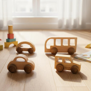 Kidocoo Wooden Bus & Car Set - Wooden Vehicles